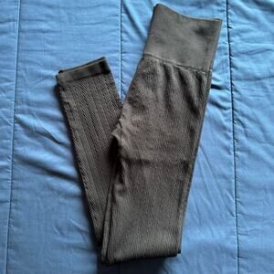 Pink Rose Fleece Lined Leggings Womens S M Black High Waist